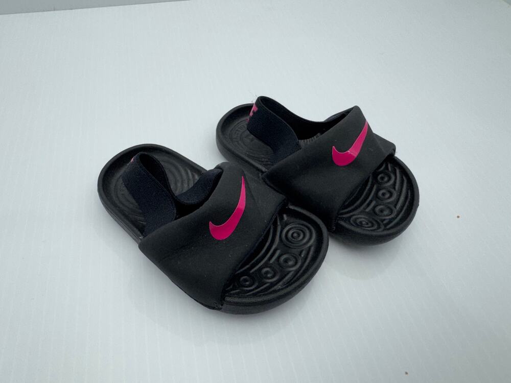 Nike Toddler Size 4C Black Pink Slide Sandals Slingback Water Shoes Beach Summer